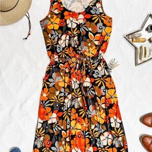 Michelle Mae Vibrant Floral Maxi Dress - Orange, Black, White